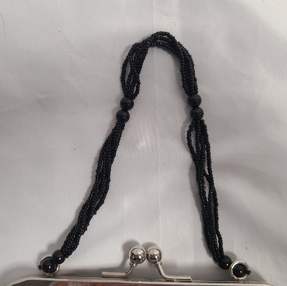 Like New Used Once Claires Black Satin Evening Clutch Bag - Picture 5 of 12